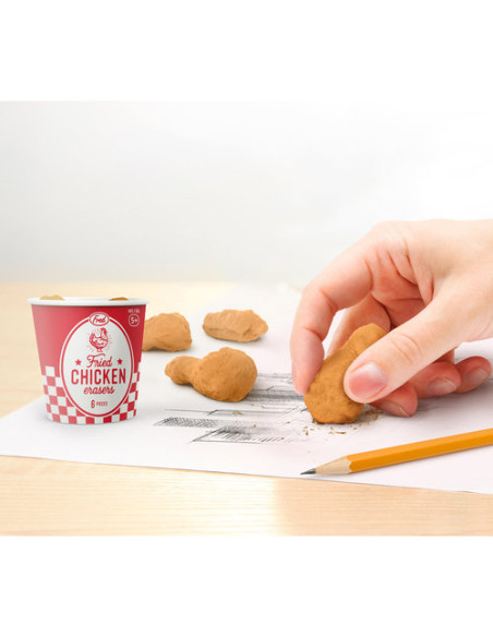 Cubo de gomas de borrar "Pollo frito"