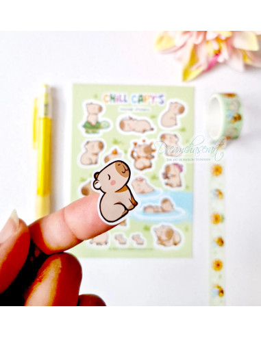 Hoja de pegatinas de vinilo "Capibaras"