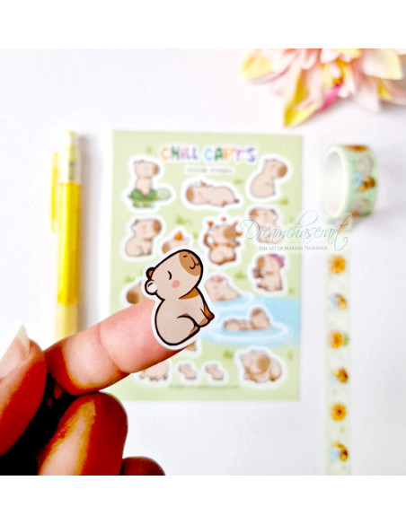 Hoja de pegatinas de vinilo "Capibaras"