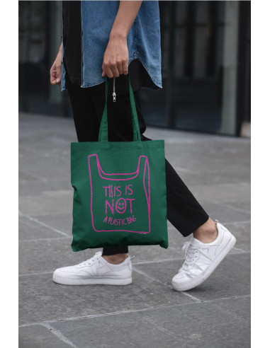 Tote bag verde "Not a plastic bag"
