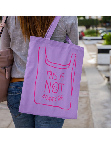 Tote bag lila "Not a plastic bag"
