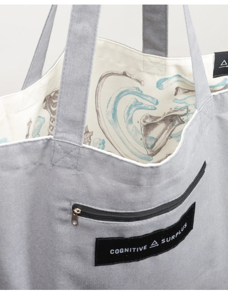 Bolso reversible de algodón reciclado "Esqueleto"