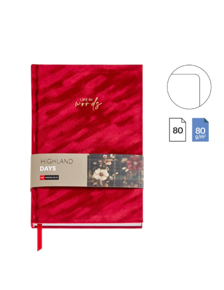 Cuaderno de terciopelo rojo "Highland Days"