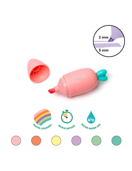 Set de 6 mini subrayadores "Carrate team"