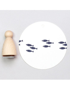 Sello de madera "Banco de peces"