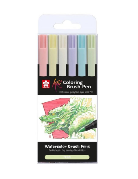 Set de 6 rotuladores pastel "Koi"