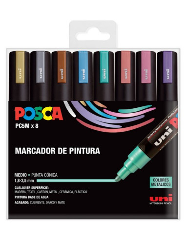 Set de 8 colores acrílicos "Metal"