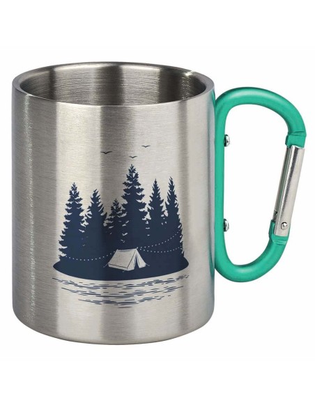 Taza de acero inoxidable con mosquetón