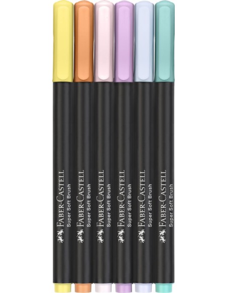 Set de 6 rotuladores pastel con punta pincel