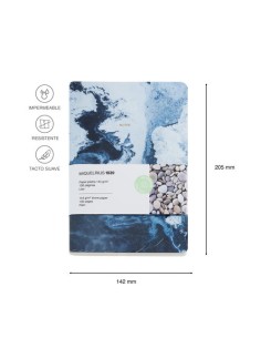 Cuaderno A5 azul de papel piedra 2