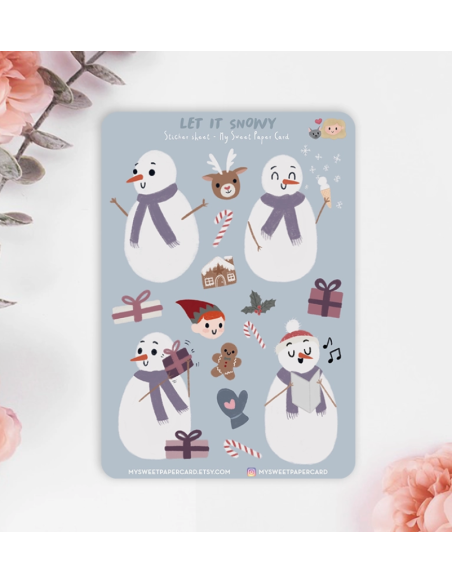 Hoja de pegatinas "Let it snowy"