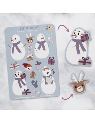 Hoja de pegatinas "Let it snowy"