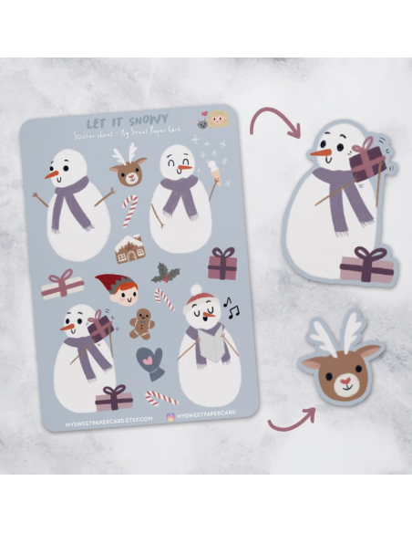Hoja de pegatinas "Let it snowy"