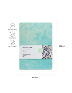 Cuaderno A5 verde de papel piedra 2