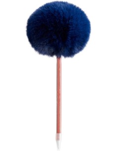 Bolígrafo con maxi pompón azul