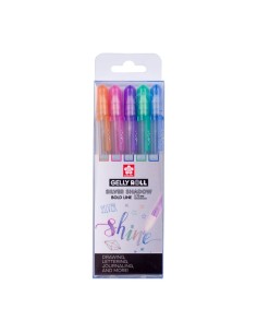 Set de 5 bolígrafos metalizados con borde de color