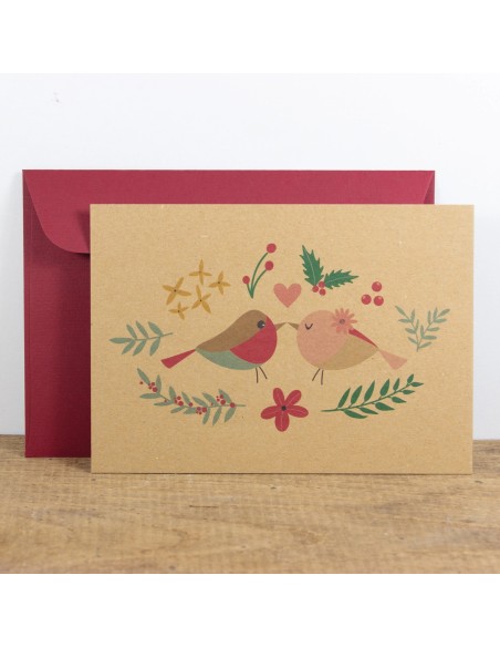 Postal con sobre "Bird love"